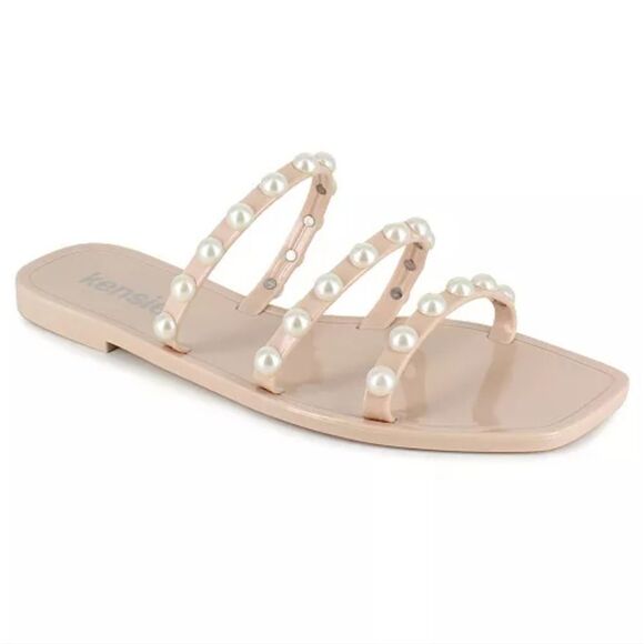 STEVE MADDEN WOMEN"S  ROUND PEARL EMBROIDERY EMBELLISHMENTS FLAT SANDAL - Picture 1 of 12